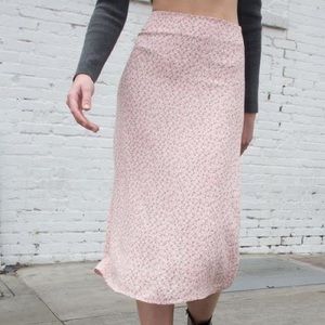 Brandy Melville Pink Floral Phoebe Midi Skirt